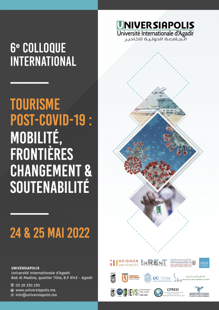 Colloque International du Tourisme Post-Covid-19 : mobilité, frontières changement et soutenabilité du 24 et 25 mai 2022